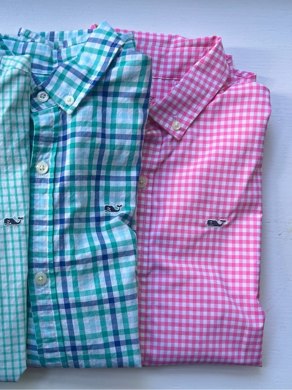 Vineyard Vines Blue-Green Plaid & Pink Gingham Button-Downs